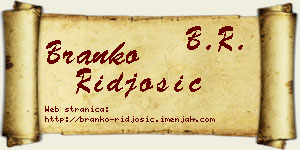 Branko Riđošić vizit kartica